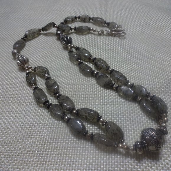 Beautiful "TOURMALINE QUARTZ" Handmade Sterling Necklace Size 19" #961A - Picture 3 of 3